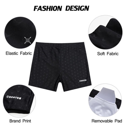 ESCATCH Men's Printed Swim Trunks – Plus Size Quick-Dry Elastic Swimsuit with Soft Liner for Beach & Swimming