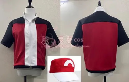 Ash Ketchum Inspired Trainer Cosplay Costume Set – Red Jacket & Hat Outfit for Men & Women Halloween, Christmas & Party Roleplay