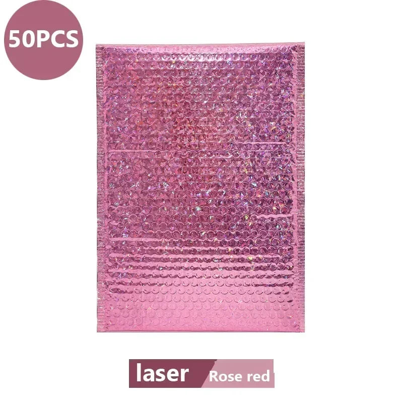 50Pcs Shipping Bags Metal Bubble Mailer Holographic Small Business Supplies Packaging Envelope Mailing Office School