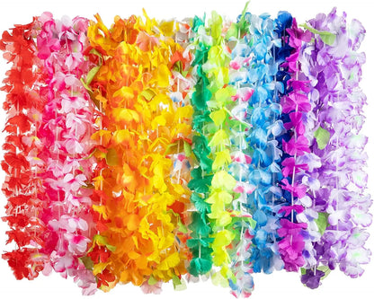 Hawaiian Luau Party Decorations Set – Tropical Beach-Themed Party Supplies with Grass Table Skirt & Hibiscus Flowers for Celebrations