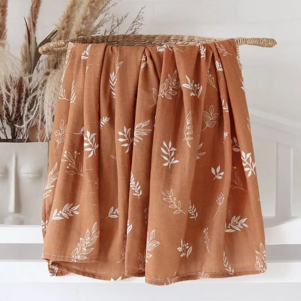 Couverture d'emmaillotage pour bébé en mousseline de bambou – Ultra douce 120 x 120 cm, couverture de naissance, d'emmaillotage et de chambre d'enfant