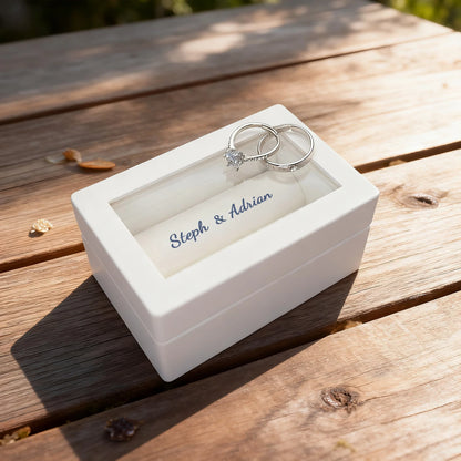 Anillo de Boda Personalizado con Nombre Grabado - Estuche Premium para Anillos para Ceremonia de Boda, Pedida de Mano y Regalos de Compromiso