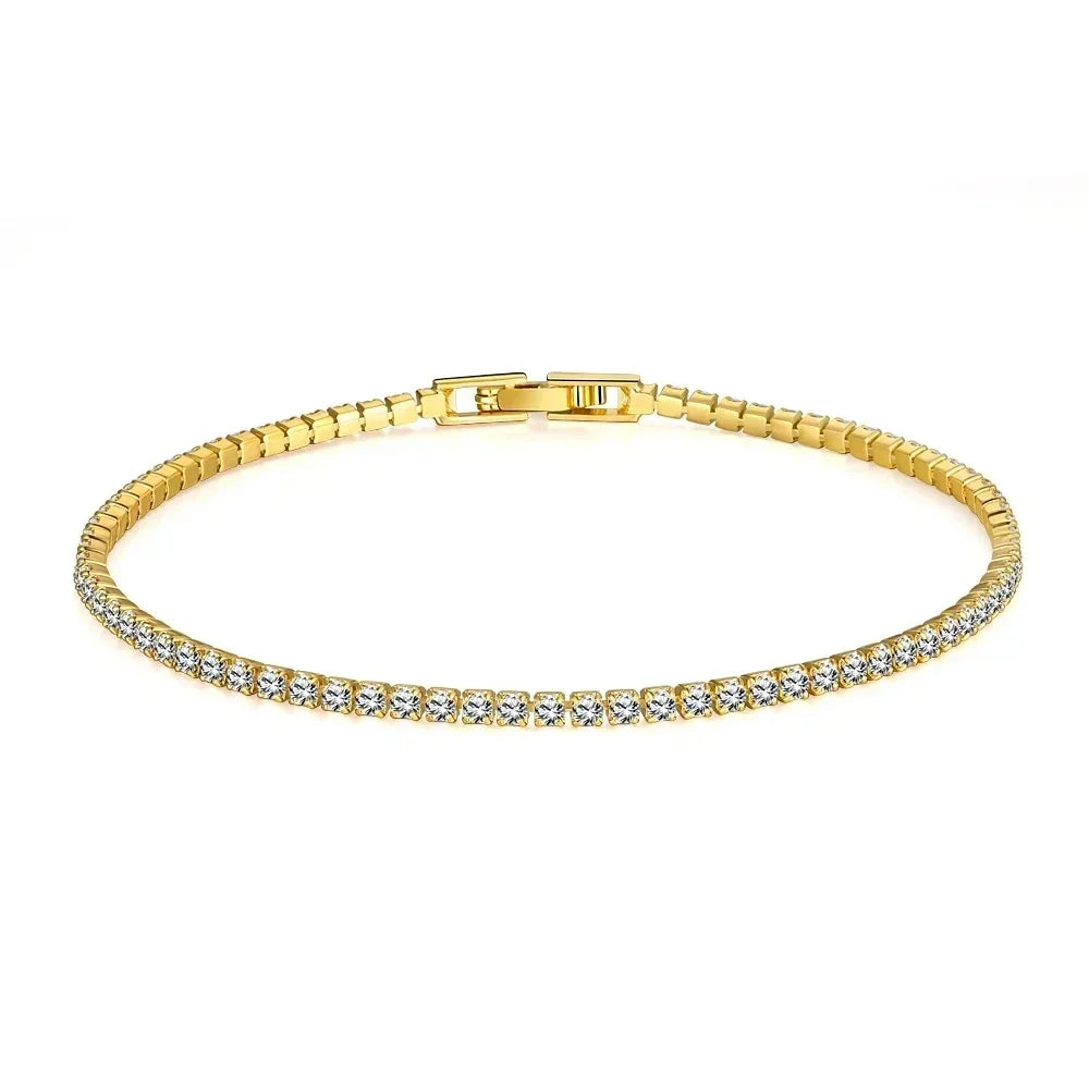 Pulsera de tenis de plata de ley 925 – Pulsera de cristal de circonita de 2,5 mm, ajustable de 16 a 19 cm, joyería para aniversario y regalo