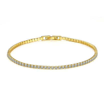 Pulsera de tenis de plata de ley 925 – Pulsera de cristal de circonita de 2,5 mm, ajustable de 16 a 19 cm, joyería para aniversario y regalo