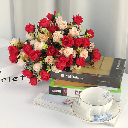 Flores de Rosas de Seda Artificial – Decoración de Ramos de Boda, Guirnaldas Florales DIY y Decoración de Pared, Arreglos para Festivales en el Hogar, Accesorios de Fotografía y Suministros para Manualidades de Scrapbooking