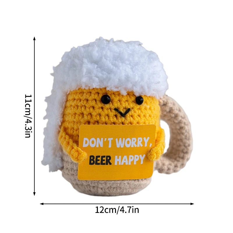 Poupée Pomme de Terre Énergétique Positive au Crochet – Figurine Mignonne en Tricot à Serrer, Artisanat Animalier Kawaii Fait Main au Crochet & Cadeau de Noël