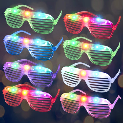 Lunettes de fête lumineuses à LED – Lunettes néon phosphorescentes 3 modes pour anniversaires, mariages et festivals
