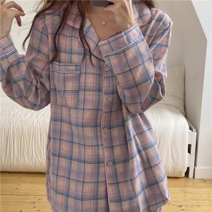 Conjunto de pijama de 2 piezas para mujer – Cárdigan de manga larga y pantalones, ropa de estar por casa suave para primavera y otoño