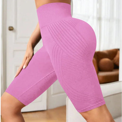 Women’s High Waist Seamless Slim Yoga Shorts Stretchy Push Up Butt Lifting Knitted Workout Running