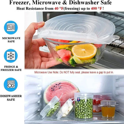 Reusable Silicone Stretch Lids – Flexible Food Covers for Bowls & Containers, Airtight Fresh-Keeping Kitchen Storage Accessories