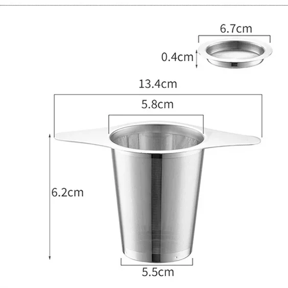 Colador de té de acero inoxidable – Filtro de té de hoja suelta de malla fina con tapa para tazas y tarros