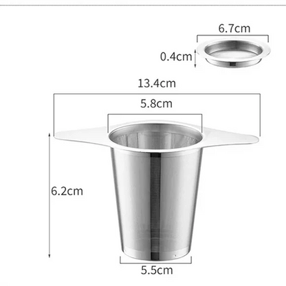 Colador de té de acero inoxidable – Filtro de té de hoja suelta de malla fina con tapa para tazas y tarros