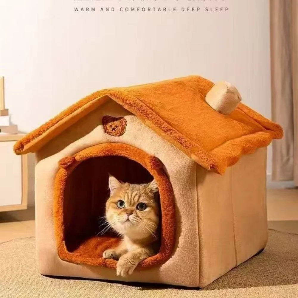 Casa Cama para Perros para Todas las Estaciones, Cama para Mascotas Desmontable y Lavable para Perros Pequeños y Gatos, Casa Cálida de Invierno para Cachorros, Caseta para Teddy