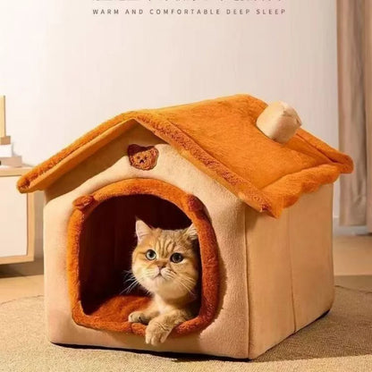 Casa Cama para Perros para Todas las Estaciones, Cama para Mascotas Desmontable y Lavable para Perros Pequeños y Gatos, Casa Cálida de Invierno para Cachorros, Caseta para Teddy