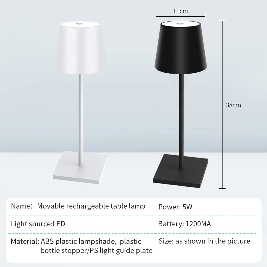 Rechargeable LED Table Lamp – Touch Control 3-Level Dimmable Decorative Ambient Light for Desk, Bedroom & Dining