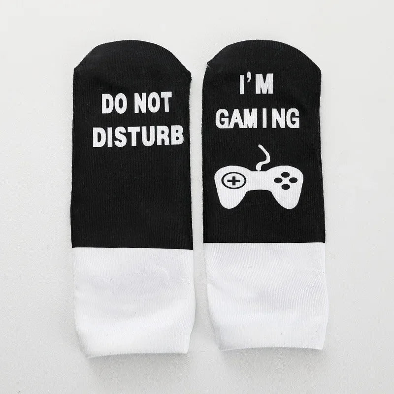 Funny Harajuku Word Print Socks – Unisex Cotton Crew Socks for Men & Women, Hip Hop Streetwear Skateboard Style