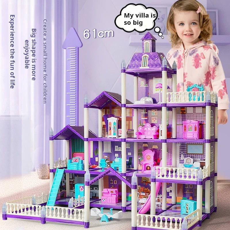 3D DIY Fantasy Princess Castle Villa Assembly Doll House Set – Creative Building Toys for Girls, Home Play & Kids 3D Educational Toy Kit