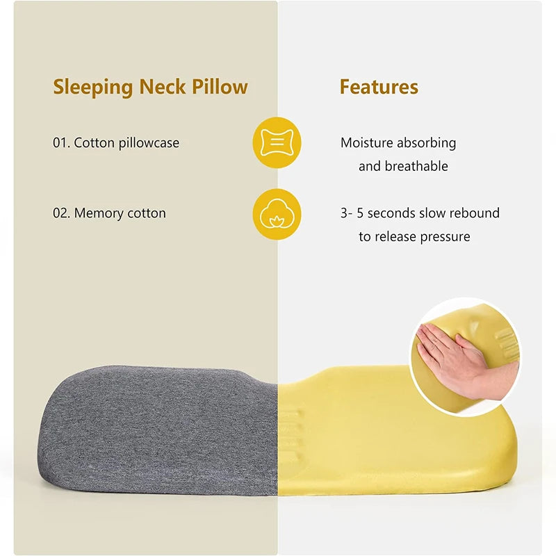 Almohada cervical de espuma viscoelástica – Almohada ergonómica contorneada para soporte de cuello, almohada ortopédica para dormir para quienes duermen de lado, boca arriba y boca abajo, cojín de cama para alivio de presión