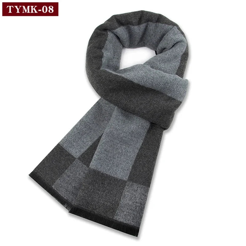 Écharpe d'hiver en imitation cachemire pour homme, douce à carreaux, chaude en mélange de laine, longue, châle, cache-col