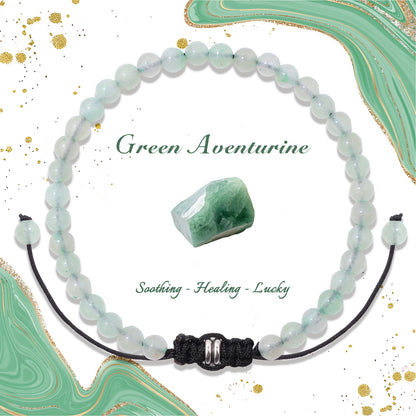 Bracelet perles de tourmaline noire naturelle – Bracelet ajustable tressé en corde avec carte cadeau pour hommes et femmes