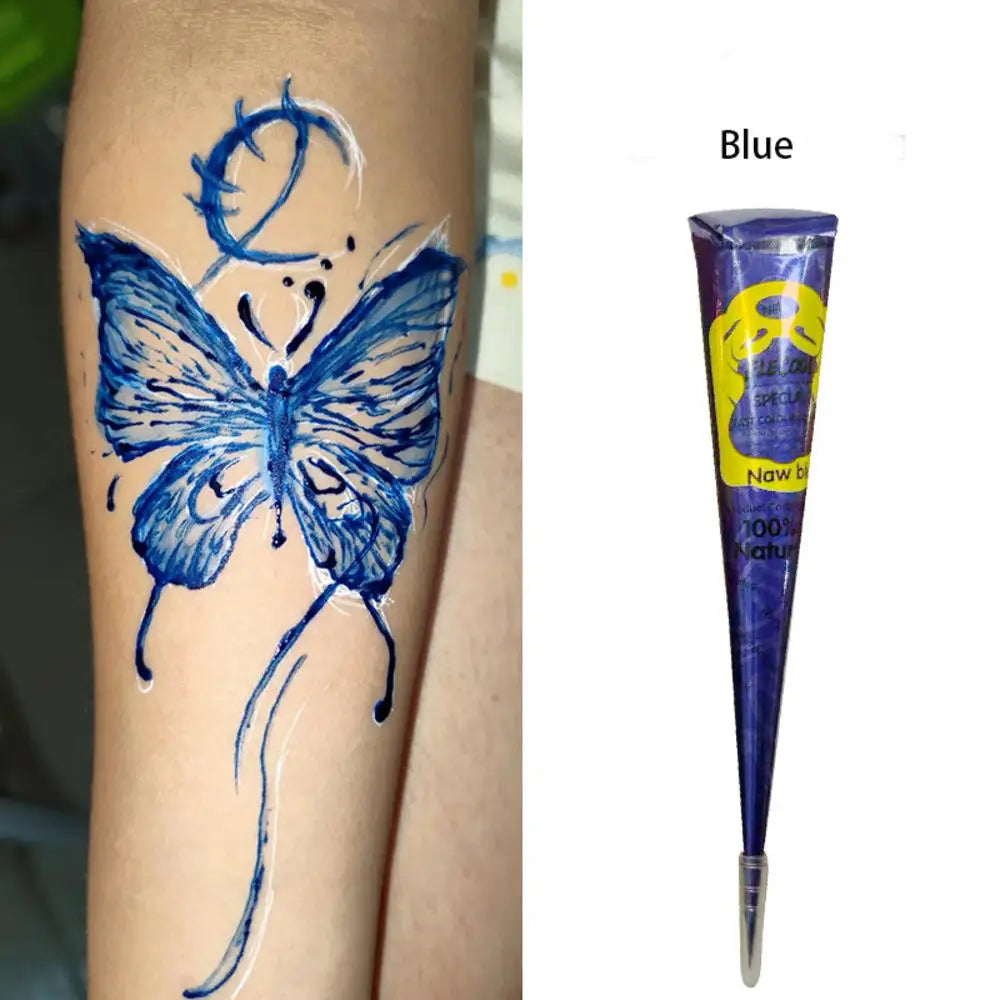 Conos de pasta de henna negra natural para tatuajes temporales – Arte corporal desechable para festivales, fiestas y bodas