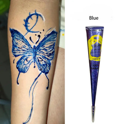 Conos de pasta de henna negra natural para tatuajes temporales – Arte corporal desechable para festivales, fiestas y bodas
