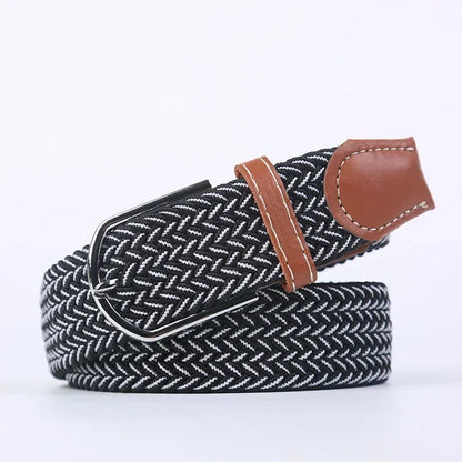 Ceinture élastique tressée unisexe en toile tissée, à boucle ardillon, pour jeans (107/120/130cm)