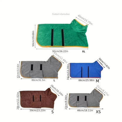 Dog Bathrobe Towel – Super Absorbent Quick-Dry Pet Bath Towel for Small & Large Dogs, Soft Bathing Robe for Dogs & Cats