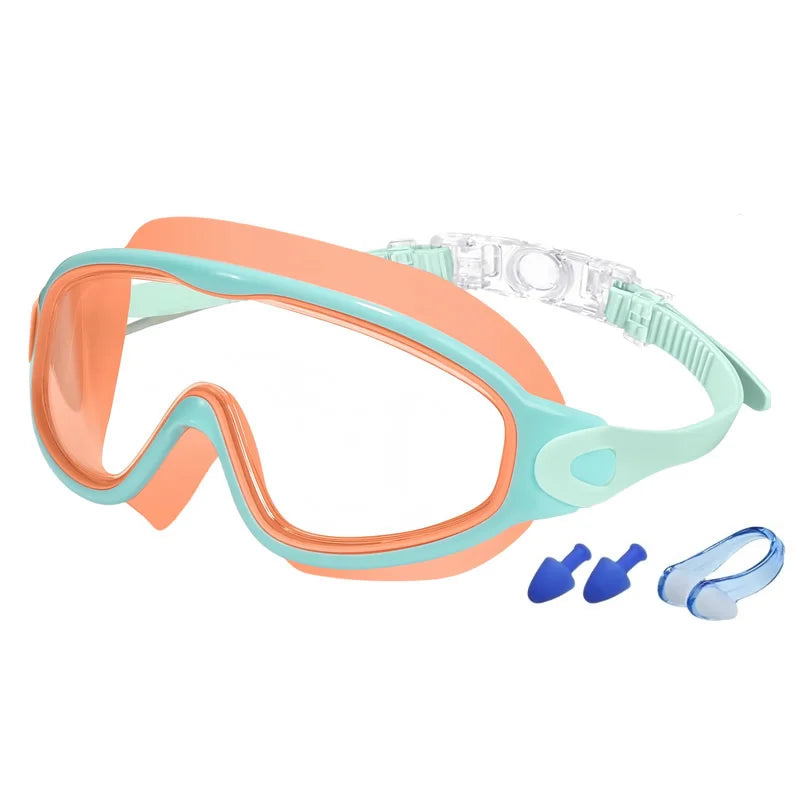 Colorful Kids Swimming Goggles – Wide-Vision Anti-UV & Anti-Fog No-Leak Swim Glasses for Boys & Girls Ages 3-15, Pool Accessories