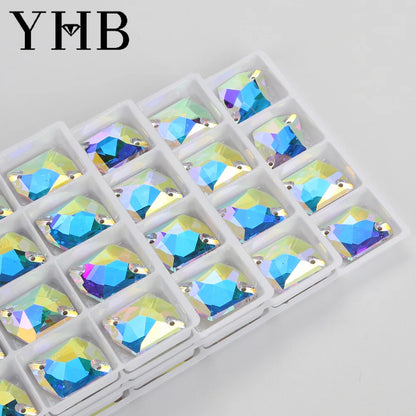 Strass à coudre YHB Cosmic AB Moonlight – Pierres plates en cristal de verre pour la décoration de vêtements et de sacs