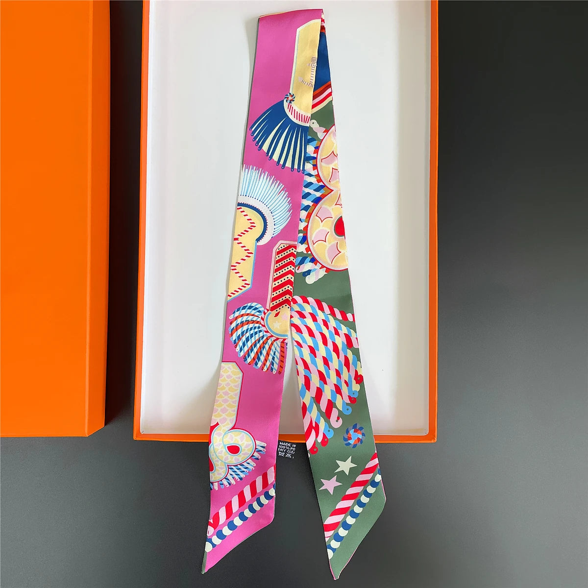 Pañuelo estrecho de sarga de seda 100 % de lujo para mujer, diseño de marca, pañuelo para bolso, pañuelo para el cuello, diadema para el pelo