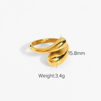 Bague creuse ajustable plaquée or 18 carats - Bague de mode minimaliste en acier inoxydable pour femme