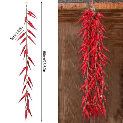 Artificial Foam Vegetable Hanging Decor – Chili Pepper, Garlic & Pumpkin String for Kitchen, Farmhouse, Home & Party Decoration