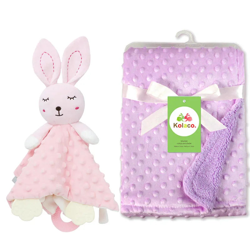 Couverture et doudou personnalisés avec prénom de bébé – Ensemble doux en minky à pois, 2-en-1, cadeau de naissance personnalisé pour garçons et filles