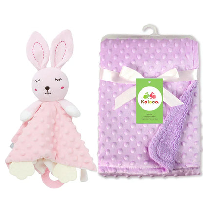Couverture et doudou personnalisés avec prénom de bébé – Ensemble doux en minky à pois, 2-en-1, cadeau de naissance personnalisé pour garçons et filles