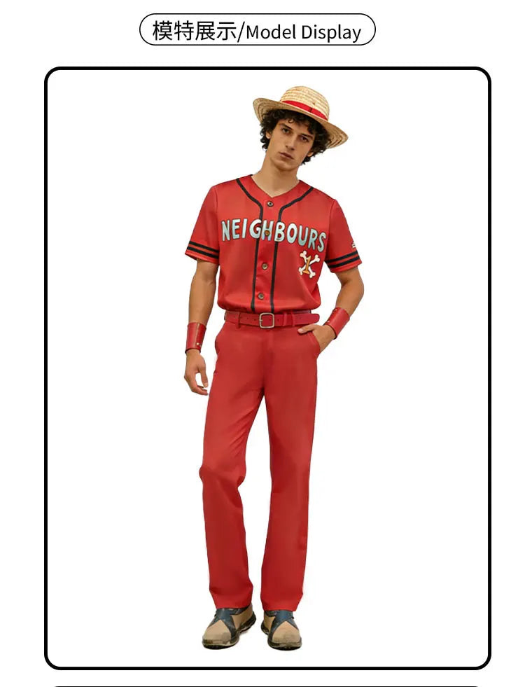 One Piece Inspired Cosplay Costume – Anime Roleplay Outfit for Men & Women Short Sleeve Set for Halloween, Carnival & Party (M–3XL)