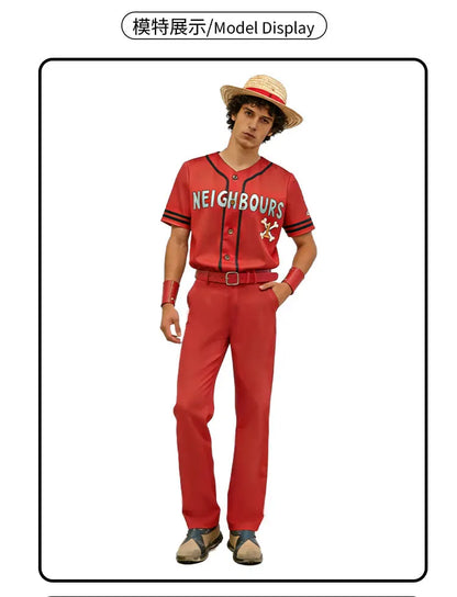 One Piece Inspired Cosplay Costume – Anime Roleplay Outfit for Men & Women Short Sleeve Set for Halloween, Carnival & Party (M–3XL)