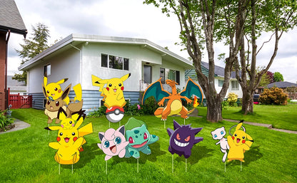 Pokémon Yard Signs Set – 8PCS Party Outdoor Decorations with Stakes (Birthday & Event Decor)