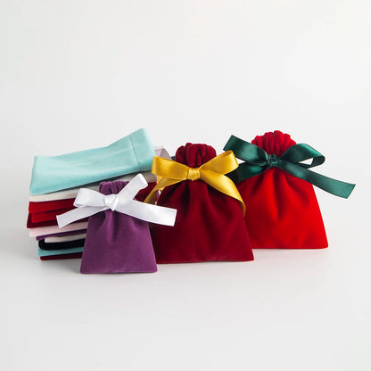 10 Bolsas de Terciopelo con Cordón – Bolsitas de Regalo con Cinta 10x12cm para Empaque de Joyas, Recuerdos de Boda, Almacenamiento de Viaje y Dulces