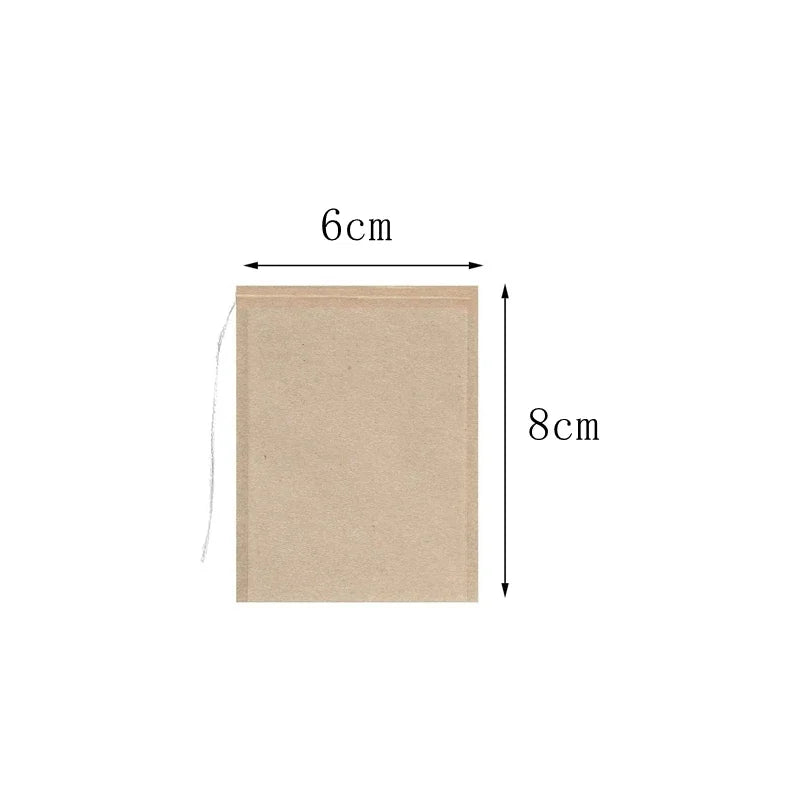 100pcs Empty Tea Bags with Drawstring – Disposable Filter Bags for Loose Leaf Tea, Coffee Beans, Herbal Powder & Spices, Biodegradable Paper Tea Strainer Bags for Home Brewing