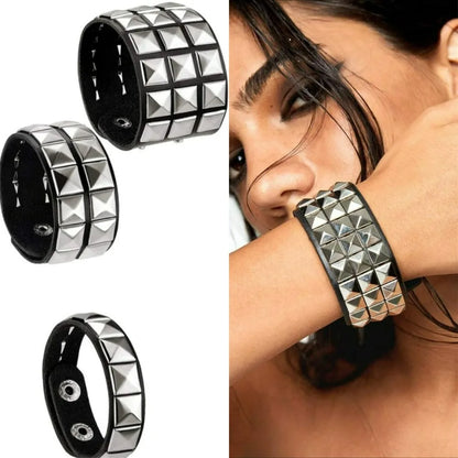 Pulsera de remaches de uñas estilo punk – Pulsera gótica con tachuelas de hip hop para hombres y mujeres | Regalo de joyería de moda rock para Navidad y el Día de San Valentín