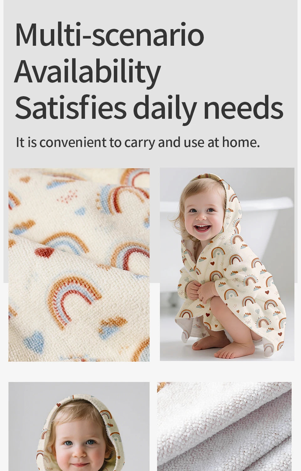 Happyflute Baby Hooded Towel – Ultra Soft Microfiber Quick Dry Bath Towel for Infants, Toddlers & Kids