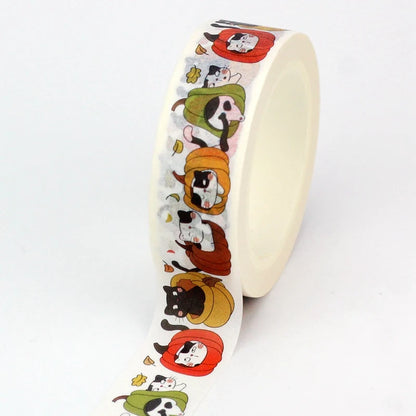 1PC 10M Fall Washi Tape – Pumpkin, Maple Leaves, Corn, Turkey & Sunflower Decorative Masking Tape for Scrapbooking, Planners & Stationery