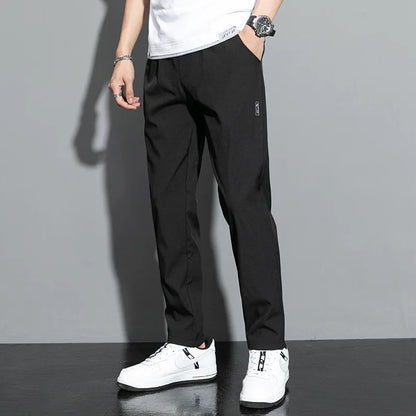 2026 Men's Summer Ice Silk Pants – Lightweight Stretch Trousers with Elastic Waist, Smooth Casual Fit, Available in 3 Colors