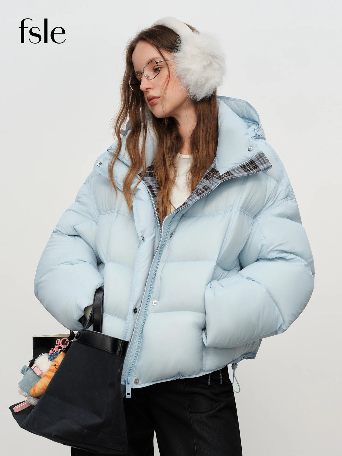 FSLE Women’s Hooded Puffer Jacket – Waterproof Quilted Winter Coat, Warm Oversized Short Bubble Jacket for Cold Weather