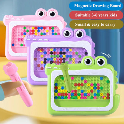 Pizarra magnética de cuentas para niños – Juguete educativo Montessori para garabatear con bolígrafo de rompecabezas, juego creativo de dibujo y aprendizaje para niños de 3 a 8 años, regalo STEM interactivo