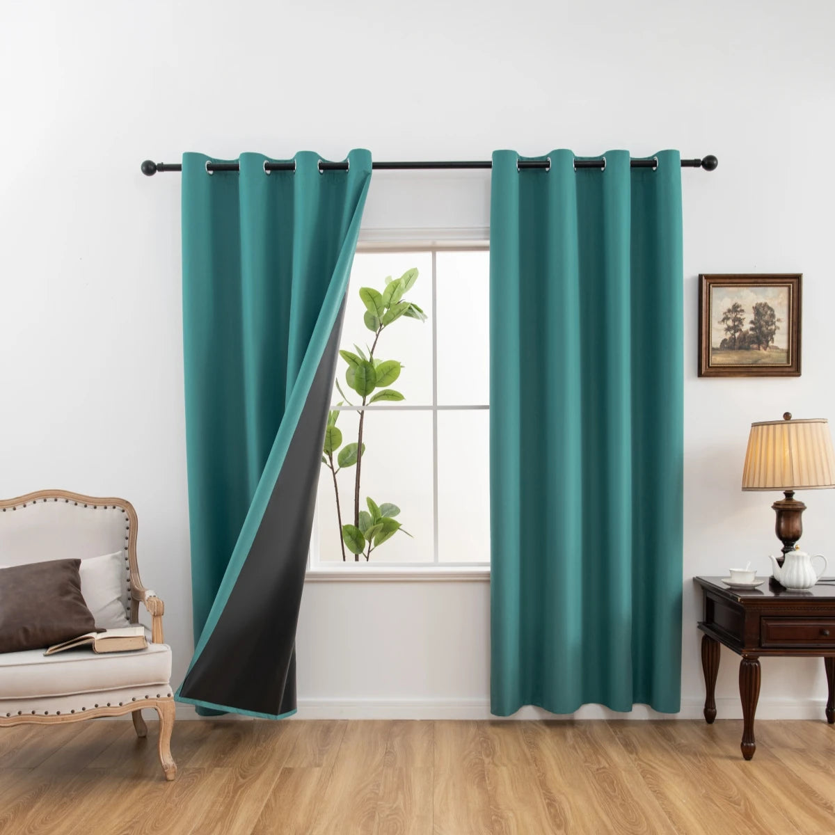 Paquete de 2 cortinas 100% opacas – Paneles de ventana térmicos con forro opaco