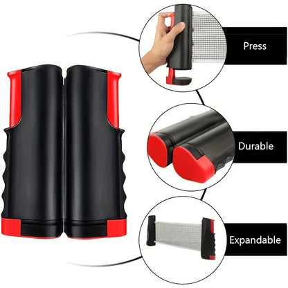 Portable Table Tennis Set – Ping Pong Paddle Set with Retractable Net, Carry Bag & 40+ Balls for Indoor/Outdoor Games Gift