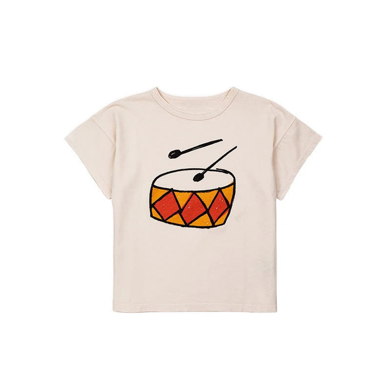 Camiseta de algodón con dibujos animados para niños 2025 – Top de manga corta estilo coreano de primavera-verano para bebés niños y niñas, ropa exterior informal para uso diario.