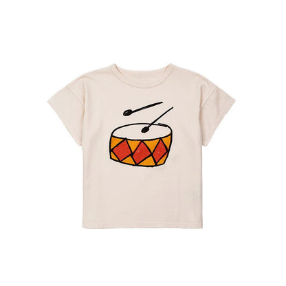 Camiseta de algodón con dibujos animados para niños 2025 – Top de manga corta estilo coreano de primavera-verano para bebés niños y niñas, ropa exterior informal para uso diario.
